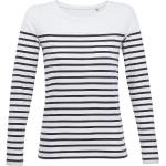 Dunkelblaue Gestreifte Langärmelige Sols T-Shirts aus Baumwolle für Damen Größe XXL 