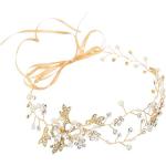 Goldene Geflochtene Damenhaarringe mit Perlen aus Kristall mit Strass handgemacht für die Braut 