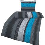 Anthrazitfarbene Barocke Soma Bettwäsche Sets & Bettwäsche Garnituren mit Reißverschluss aus Baumwolle maschinenwaschbar 135x200 