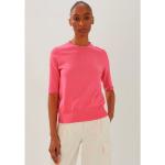 Pinke Unifarbene Halblangärmelige Someday Rundhals-Ausschnitt Strickpullover aus Polyamid für Damen Größe M 