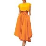 Orange Blumenmuster Casual Maxiröcke für Damen Größe M für Hochzeitsgäste für den für den Sommer 