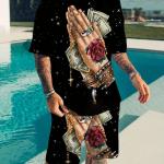Schwarze Hip Hop Kurzärmelige Herrensweatshirts aus Polyester maschinenwaschbar Größe 6 XL für den für den Sommer 