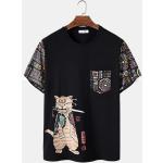 Schwarze Katzen-Shirts mit Katzenmotiv aus Polyester für Herren Größe XXL für den für den Sommer 