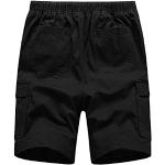 Schwarze Vintage Pyjamahosen kurz mit Reißverschluss aus Baumwolle für Herren Größe 3 XL für den für den Sommer 