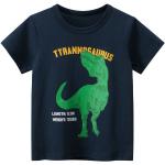 Blaue Kurzärmelige Kinder T-Shirts mit Dinosauriermotiv für Mädchen für den für den Frühling 