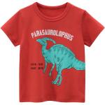 Rote Kurzärmelige Kinder T-Shirts mit Dinosauriermotiv für Mädchen für den für den Frühling 