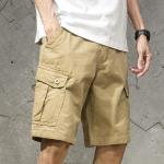 Khakifarbene Cargo-Shorts mit Knopf aus Polyester für Herren Größe 4 XL für den für den Sommer 