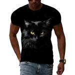 Oversize Kurzärmelige Rundhals-Ausschnitt Katzen-Shirts mit Tiermotiv aus Polyester für Herren Größe XS für den für den Sommer 