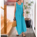 Rosa Ärmellose Rundhals-Ausschnitt Sommerkleider aus Leinen Handwäsche für Damen Größe 5 XL für den für den Sommer 