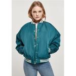 Reduzierte Grüne Oversize Urban Classics Stehkragen College-Jacken mit Reißverschluss gepolstert für Damen Größe XS 