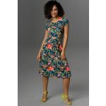 Khakifarbene Blumenmuster Casual Kurzärmelige Sommerkleider aus Jersey für Damen für den für den Sommer 