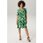 Dunkelgrüne Casual Kurzärmelige V-Ausschnitt Sommerkleider mit Volants für Damen für den für den Sommer 