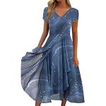 Hellblaue Bestickte Elegante Langärmelige Lange Abendkleider Gesmokte aus Frottee für Damen Größe 4 XL für Brautjungfern für den für den Sommer 
