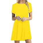 Gelbe Unifarbene Casual Kurzärmelige Rundhals-Ausschnitt Schulterfreie Kleider aus Chiffon für Damen Größe L für Brautjungfern für den für den Sommer 