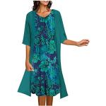 Grüne Karo Elegante Midi Kurze Abendkleider aus Chiffon für Damen Größe 3 XL zur Hochzeit für den für den Sommer 