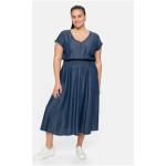 Reduzierte Blaue Sheego Denim V-Ausschnitt Sommerkleider Gesmokte aus Denim für Damen Größe 3 XL Große Größen für den für den Sommer 