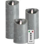 Graue Sompex Flame Runde LED Kerzen matt 3-teilig 