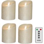 Silberne 10 cm Sompex Flame Runde LED Kerzen matt aus Silber 4-teilig 