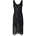 Schwarze Mini Kurze Abendkleider mit Pailletten mit Reißverschluss aus Polyester für Damen Größe 4 XL zum Abschlussball für den für den Sommer 