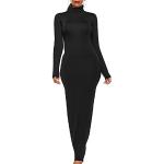 Reduzierte Schwarze Unifarbene Elegante Maxi Rollkragen Bandage-Kleider & Bodycon-Kleider Handwäsche für Damen Größe XL Große Größen für Partys 