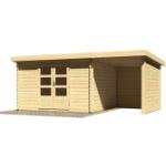 Braune KARIBU Pultdach Gartenhäuser 28mm aus Holz mit Pultdach 