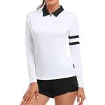 Reduzierte Weiße Sportliche Langärmelige Langarm-Poloshirts mit Reißverschluss für Damen Größe XXL für den für den Sommer 