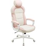 Pastellrosa Songmics Ergonomische Bürostühle & orthopädische Bürostühle  aus PU mit verstellbarer Kopfstütze 