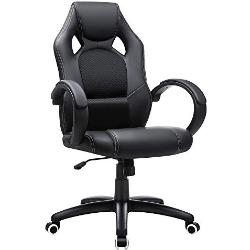 SONGMICS Racing Stuhl , Bürostuhl, Gaming , Chefsessel Drehstuhl PU, schwarz, OBG56B