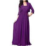 Lavendelfarbene Elegante 3/4-ärmelige Maxi Lange Abendkleider aus Chiffon für Damen Größe XXL 