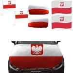 Sonia Originelli Auto-Fan-Paket EM Polen Poland Polska Fußball Flaggen Außenspiegel 3D Magnet Motorhaubenüberzug
