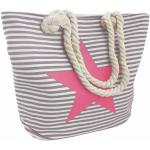 Graue Gestreifte Maritime Strandtaschen & Badetaschen mit Reißverschluss für Damen 