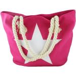 Pinke Sterne Maritime Damenshopper mit Reißverschluss mit Innentaschen 