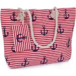 Rote Unifarbene Maritime Strandtaschen & Badetaschen mit Reißverschluss für Damen 
