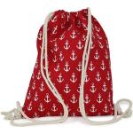 Rote Unifarbene Maritime Turnbeutel & Sportbeutel mit Reißverschluss aus Baumwolle für Herren 