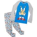 Blaue Sonic Lange Kinderschlafanzüge aus Baumwolle für Jungen 2-teilig 