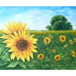 Zeitgenössische Sonnenblumenbilder mit Blumenmotiv aus Acrylglas 60x40 