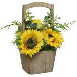 Reduzierte Gelbe Kunstblumen mit Sonnenblumenmotiv im Topf 