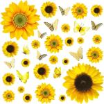 Reduzierte Goldene Wandtattoos Sonnenblume mit Insekten-Motiv 