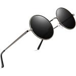 Schwarze Runde Retro Sonnenbrillen aus Metall für Herren 