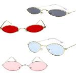 Silberne Runde Retro Sonnenbrillen aus Metall für Damen 