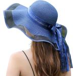 Marineblaue Sonnenhüte aus Stroh 58 für Damen für den für den Sommer 