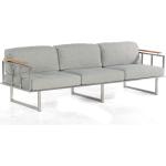 Silberne Sonnenpartner Lounge Sofas aus Teakholz mit Armlehne Breite 200-250cm, Höhe 50-100cm, Tiefe 50-100cm 3 Personen 