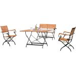 Sonnenpartner 4-teilige Sitzgruppe Oxford 120x80 cm Teakholz und Eisen schwarz Gartentisch klappbar