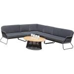Sonnenpartner 6-teilige Lounge-Sitzgruppe Poison mit Tisch Aluminium mit Teakholz/Polyrope dunkelgra