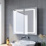 Reduzierte Silberne Spiegelschränke aus Holz doppelseitig Breite 0-50cm, Höhe 0-50cm, Tiefe 0-50cm 