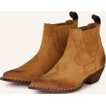 Kamelbraune Vintage SONORA Spitze Cowboy-Boots & Cowboystiefeletten aus Veloursleder für Damen Größe 37 