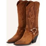 Braune SONORA Spitze Cowboy-Boots & Cowboystiefeletten mit Nieten mit Riemchen aus Veloursleder für Damen Größe 41 