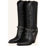 Reduzierte Schwarze SONORA Spitze Cowboy-Boots & Cowboystiefeletten mit Nieten mit Riemchen aus Leder für Damen Größe 38 