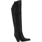 Reduzierte Schwarze SONORA Cowboy-Boots & Cowboystiefeletten aus Leder für Damen Größe 37 mit Absatzhöhe 3cm bis 5cm 