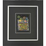 Dunkelgraue Hundertwasser Kunstdrucke aus Glas mit Rahmen 